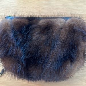 Vintage Mink and Leather Wristlet